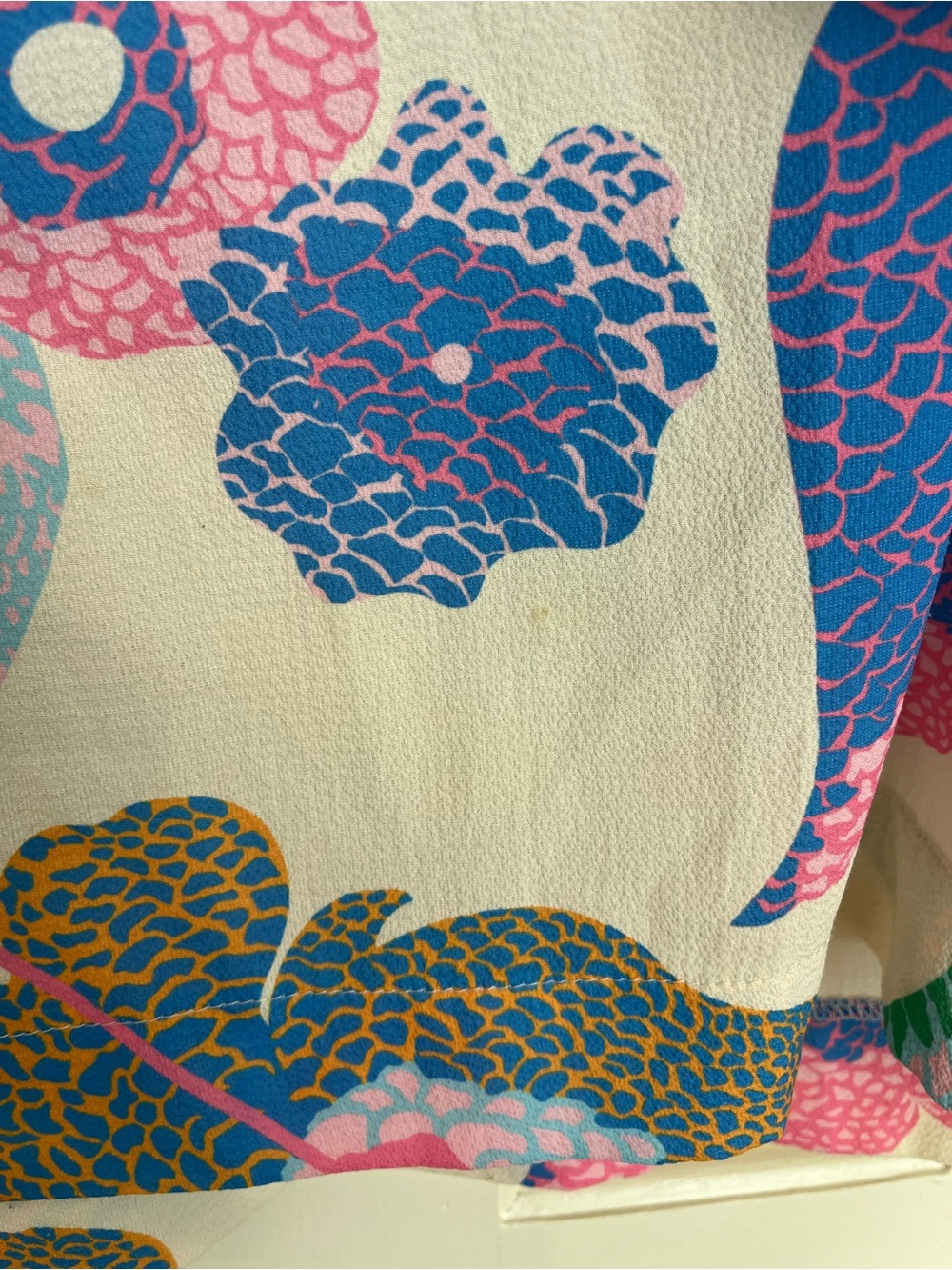 Umgee Cream Floral Puff Sleeve Blouse with Pink & Blue Accents - Picture 5 of 5
